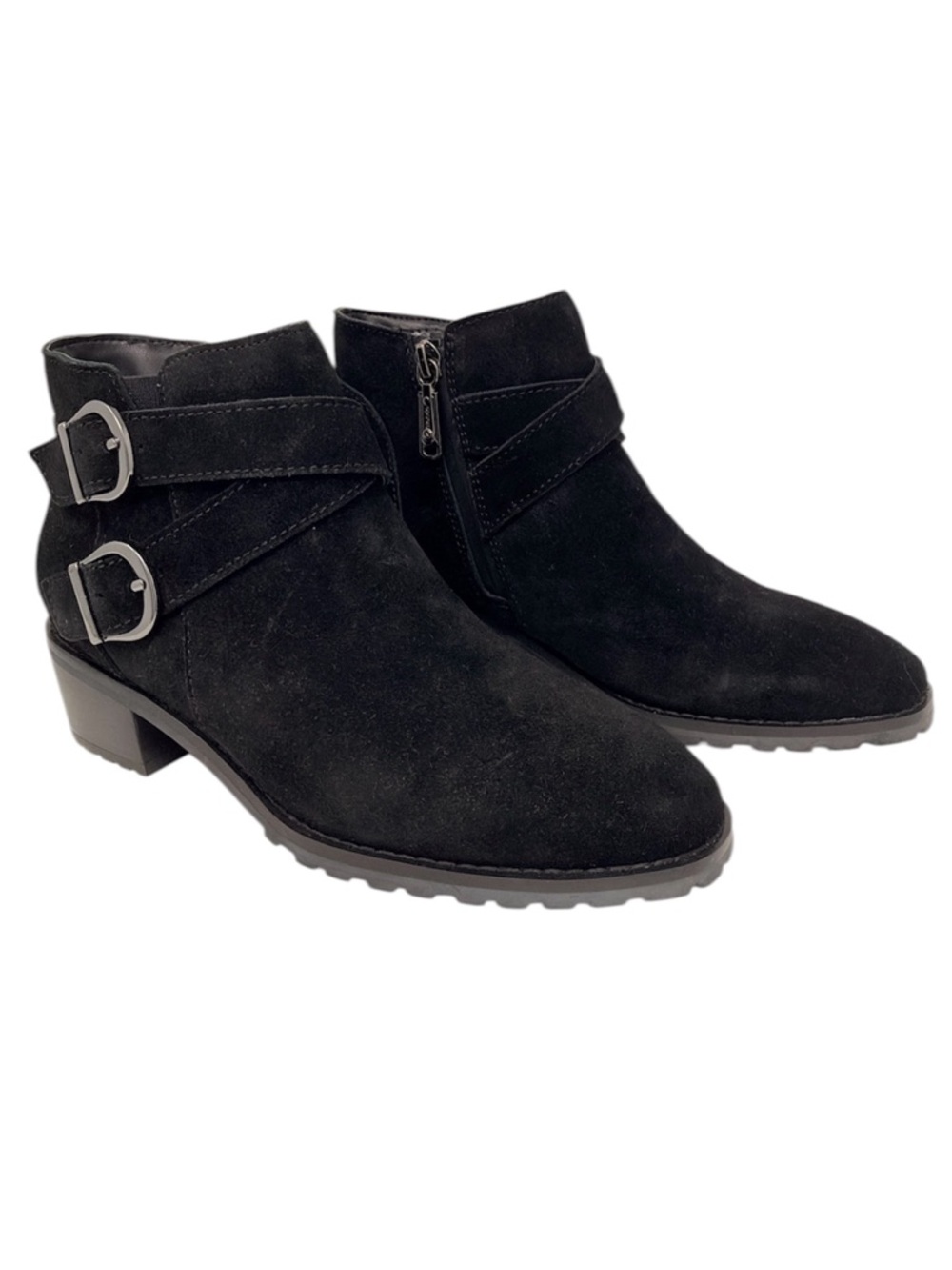 Blondo Black Waterproof Ankle Booties Double Buckle Side Zip Size 6.5 NWT